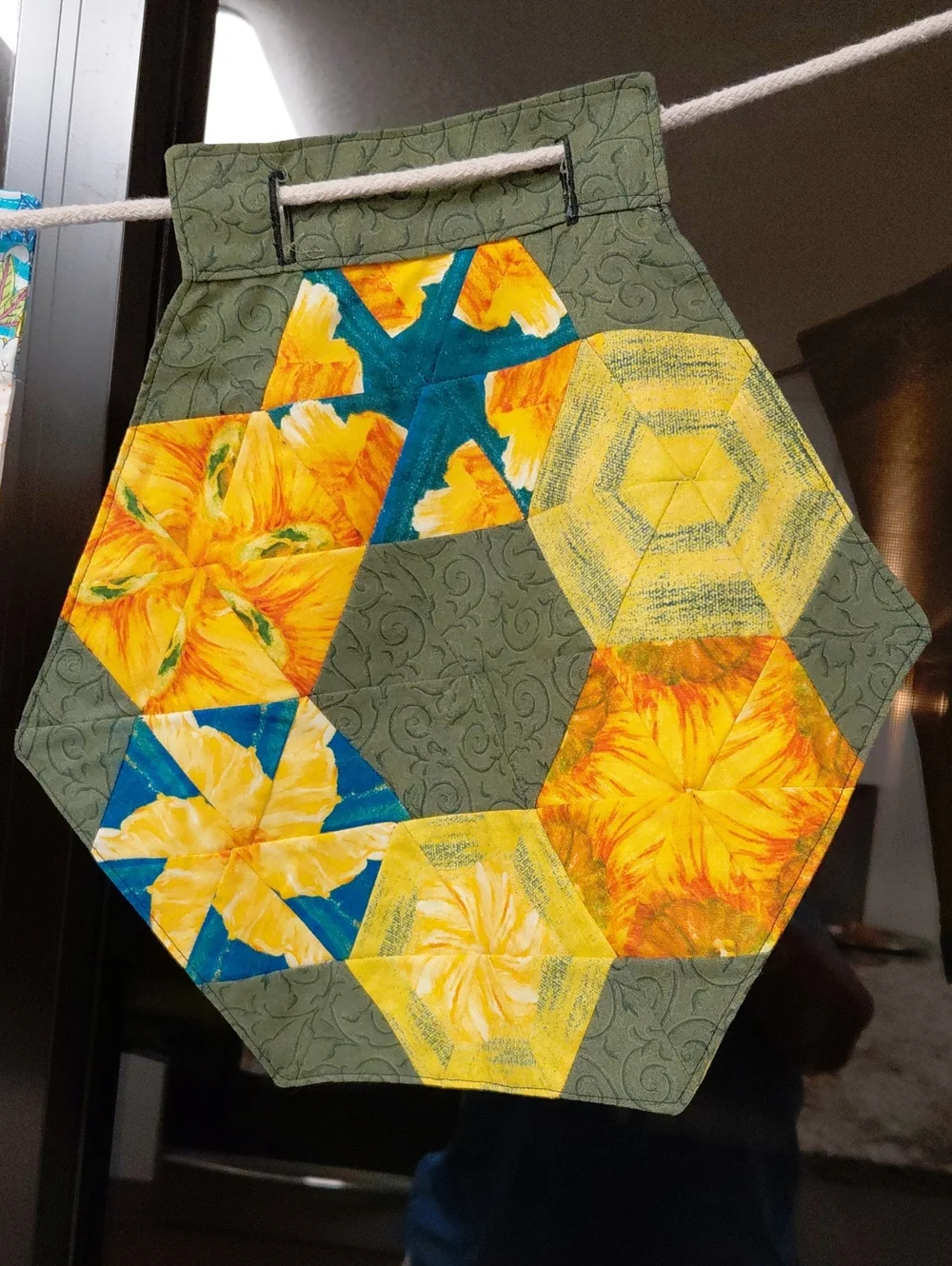 Handmade quilted bunting Fabric Banner Cotton Colorful Birds & Flowers
